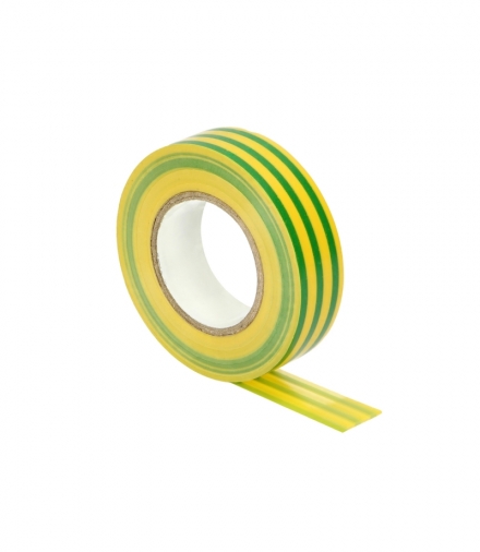 Zestaw 10 taśm izolacyjnych 19mm, żółto/zielona, uniepalniona, grubość 0,13mm, długość 20m Orno OR-AE-13196/YG/20M/S