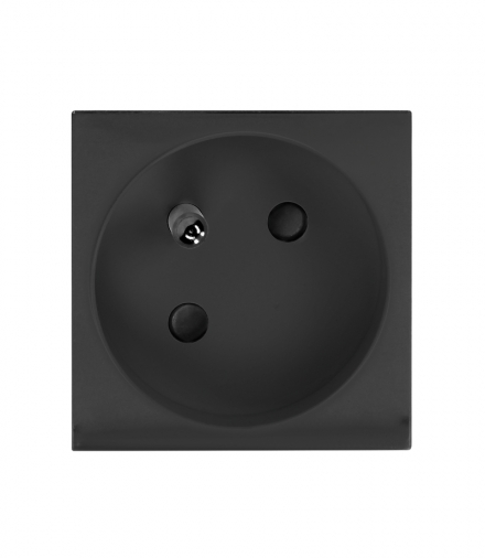 NOEN FR, gniazdo modułowe 45x45mm kątowe - 45° 1x2P+Z, typ E French, 16A 250V, czarne Orno OR-GM-9010/B/FR45