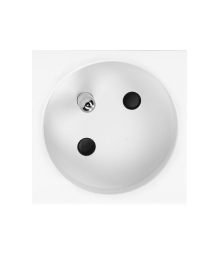 NOEN FR, gniazdo modułowe 45x45mm kątowe - 45° 1x2P+Z, typ E French, 16A 250V, białe Orno OR-GM-9010/W/FR45