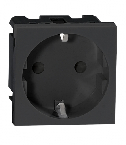 NOEN GS, gniazdo modułowe 45x45mm 1x2P+Z, typ F schuko, 16A 250V, czarne Orno OR-GM-9010/B/GS