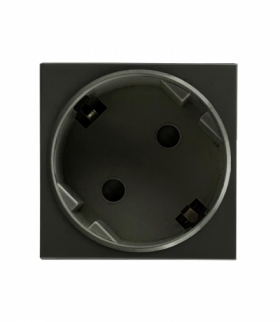 NOEN GS, gniazdo modułowe 45x45mm kątowe - 45° 1x2P+Z, typ F Schuko, 16A 250V, czarne Orno OR-GM-9010/B/GS45