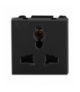 NOEN UK, gniazdo modułowe 45x45mm 3-pinowe multifunkcjonalne, 10A, 250V, czarne Orno OR-GM-9010/B/UK