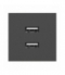 NOEN USB x 2, podwójny port modułowy 45x45mm z ładowarką USB, 2,1A 5V DC, czarny Orno OR-GM-9010/B/USBX2
