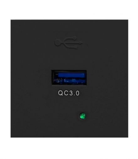 NOEN USBQ, port modułowy 45x45mm z ładowarką USB quick charge 3A/5V 2A/9V 1,5A/12V, czarny Orno OR-GM-9010/B/USBQ