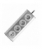 Gniazdo meblowe, kuchenne z ładowarką USB, montowane na rzepy z przewodem 1,5m - 3x2P+Z schuko, 2xUSB, INOX z przewodem 1,5m. 