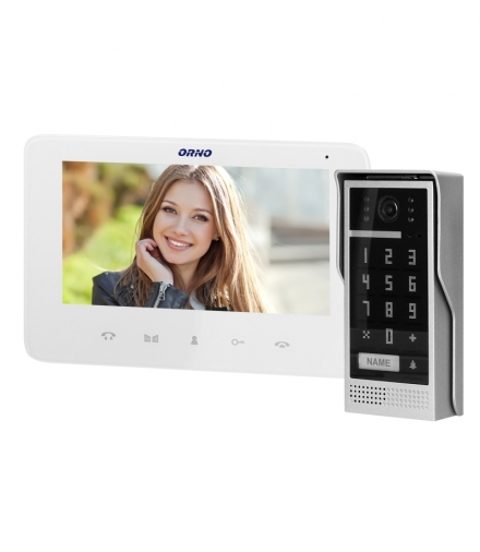 Zestaw wideodomofonowy, bezsłuchawkowy, kolor, LCD 7", interkom, z szyfratorem, natynkowy, biały, SCUTI Orno OR-VID-VP-1073/W