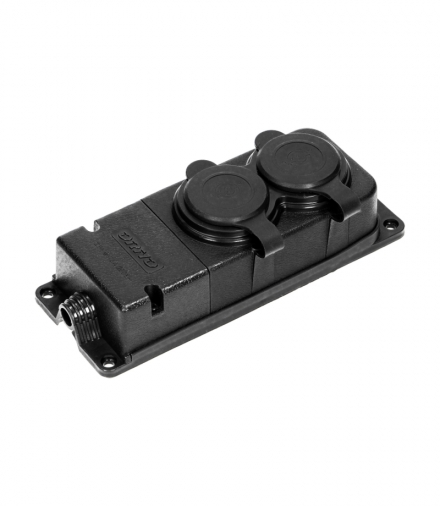 Rozgałęźnik bryzgoszczelny i odporny na uderzenia, IP44, 2 gniazda 2P+Z, 16A, 230V AC, gumowy, uniepalniony, wersja schuko Orno 