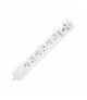 Listwa przeciwprzepięciowa, 6 gniazd 2P+Z, kabel 3x1,0mm², długość 3m, z wyłącznikiem podświetlanym dwutorowym. 10A/230 VAC, Och