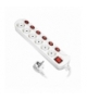 Listwa zasilająca "Multiswitch", 6 gniazd 2P+Z (schuko), kabel 3x1,5mm², długość 1,5m, z wyłącznikami podświetlanymi: głównym dw