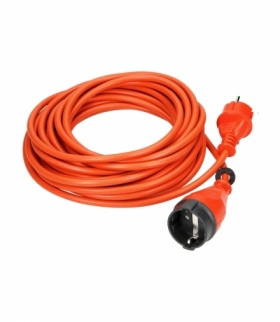 Przedłużacz ogrodowy pomarańczowy zalewany, 1x2P+Z (schuko) 20m, H05VV-F 3x1,5mm², 230VAC/16A Orno OR-AE-13172(GS)/20M