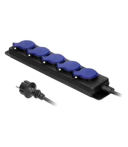 Przedłużacz warsztatowy bryzgoszczelny IP44, 5 gniazd 2P+Z IP44, przewód gumowy, H05RR-F 3x1,5mm², długość 3m Orno OR-AE-13193/3