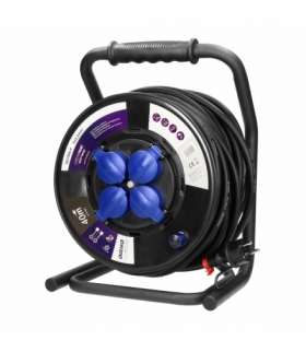 Przedłużacz bębnowy profesjonalny IP44, 4 gniazda 2P+Z (schuko), kabel gumowy olejoodporny, H07RN-F 3x2,5mm², długość 40m, unika