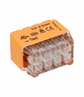 Złączka instalacyjna wciskana 8-przewodowa na drut 0,75-2,5mm² IEC 300V/24A Blister 8 szt. Orno OR-SZ-8004/8/B8