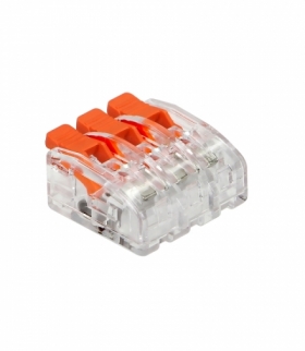 Złączka instalacyjna zaciskowa 3-przewodowa na dowolny przewód 0,2-4mm² IEC 450V/32A Blister 6 szt. Orno OR-SZ-8005/3/B6
