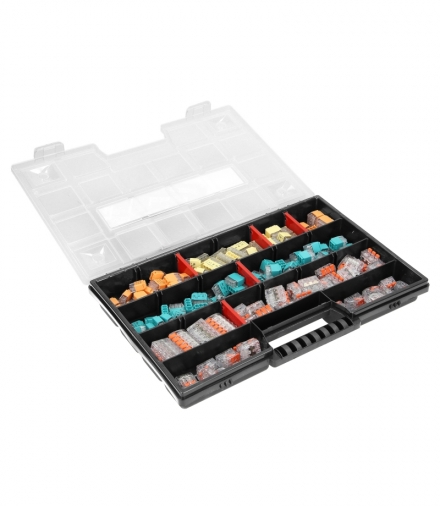 Zestaw złączek instalacyjnych HOUSE PREMIUM, 151 sztuk. Wciskane: 25x 2-przew. 25x 3-przew. 20x 4-przew. 15x 5-przew. 10x 6-prze