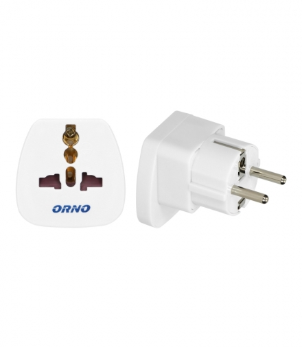 adapter podróżny - World to EU, 230VAC/10A, biały Orno OR-AE-13177