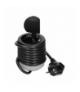 Gniazdo meblowe Ø6cm wpuszczane w blat z pokrywką, ładowarką USB i przewodem 1,9m, 1x2P+Z, 1xUSB, czarne, wersja Schuko Orno OR-