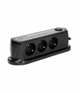 Listwa zasilająca nabiurkowa z wyłącznikiem 3x2P+Z, ładowarka 2xUSB 2.4A, Ogranicznik przepięć TYP 3, kabel H05VV-F 3x1,5, długo
