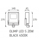 OLIMP LED S 20W BLACK 4500K Naświetlacz SMD LED z czujnikiem ruchu