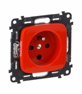 Valena Allure Gniazdo 2p+z z przesłoną, czerwone z blokadą Legrand 753192