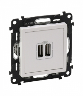 VALENA LIFE ŁADOWARKA Z GNIAZDEM 2 x USB BIAŁA Legrand 753112