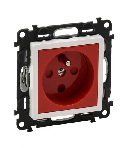 VALENA LIFE GNIAZDO 2 P+Z Z PRZESŁONĄ CZERWONE Z BLOKADĄ 16 A – 250 V Legrand 753191