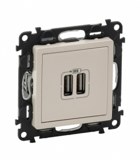VALENA LIFE ŁADOWARKA Z GNIAZDEM 2 x USB KREMOWA Legrand 753212