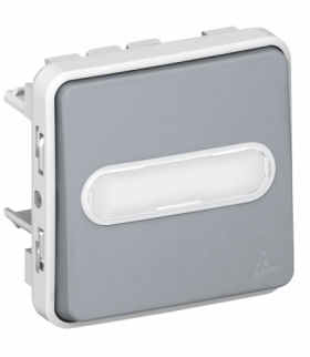 PLEXO IP55 Przycisk jednobiegunowy podświetlany z uchwytem etykiety SZARY 10A-250V Legrand 069543