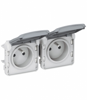 PLEXO IP55 Gniazdo podwójne poziome 2x2P+Z SZARE 16A-250V Legrand 069562