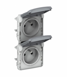 PLEXO IP55 Gniazdo podwójne pionowe 2x2P+Z SZARE 16A-250V Legrand 069563