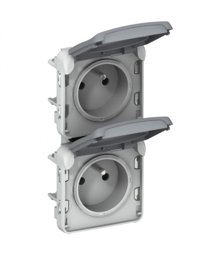 PLEXO IP55 Gniazdo podwójne pionowe 2x2P+Z SZARE 16A-250V Legrand 069563