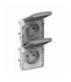 PLEXO IP55 Gniazdo podwójne pionowe 2x2P+Z SZARE 16A-250V Legrand 069563