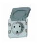 PLEXO IP55 Gniazdo pojedyncze 2P+Z SCHUKO SZARE 16A-250V Legrand 069570