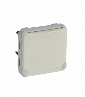 PLEXO IP55 Gniazdo pojedyncze 2P+Z z przesłoną styków BIAŁE/ ECRU 16A-250V Legrand 069622