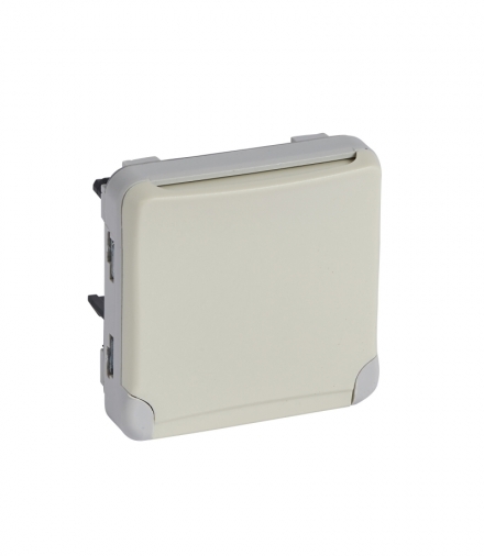 PLEXO IP55 Gniazdo pojedyncze 2P+Z z przesłoną styków BIAŁE/ ECRU 16A-250V Legrand 069622