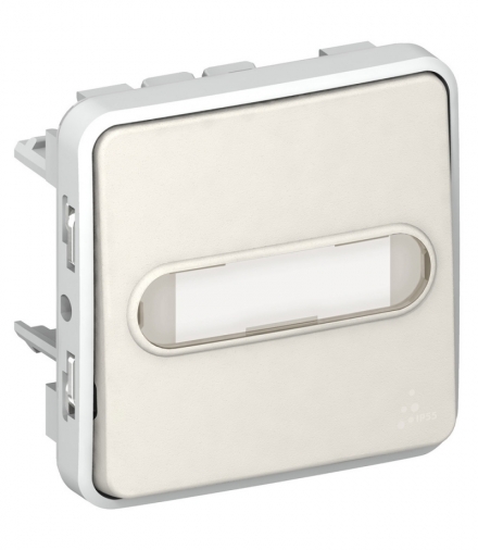 PLEXO IP55 Przycisk jednobiegunowy podświetlany z uchwytem etykiety BIAŁY/ECRU 10A-250V Legrand 069633