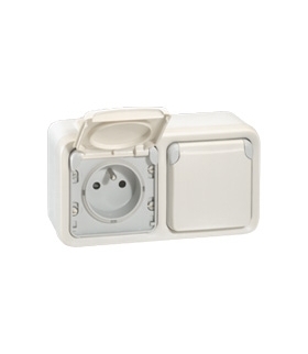 PLEXO IP55 Gniazdo podwójne poziome 2x2P+Z BIAŁY/ ECRU 16A-250V Legrand 069642