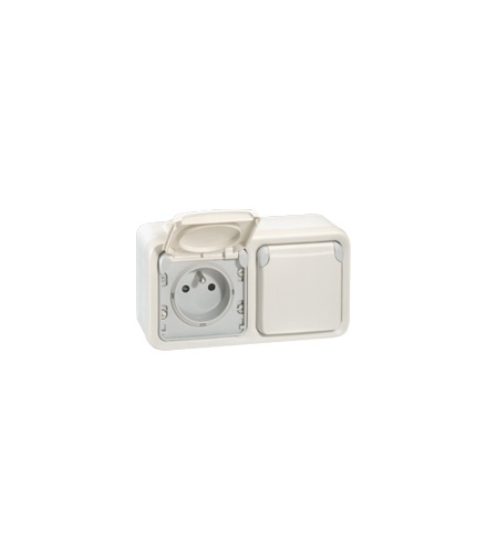 PLEXO IP55 Gniazdo podwójne poziome 2x2P+Z BIAŁY/ ECRU 16A-250V Legrand 069642