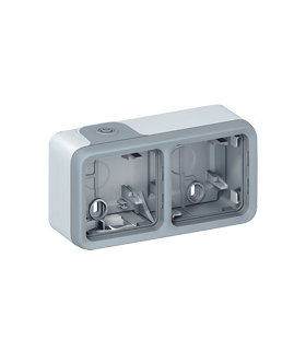 PLEXO IP55 Puszka natynkowa podwójna pozioma SZARA 1we/2wy Legrand 069672