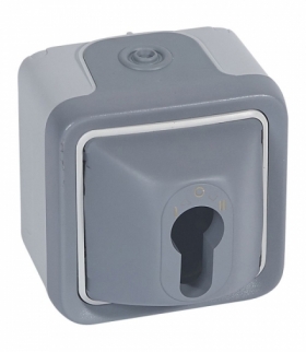 PLEXO IP55 Łącznik na klucz SZARY komplet bez wkładki zamka 10A-250V Legrand 069706