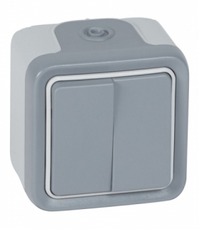 PLEXO IP55 Łącznik schodowy podwójny SZARY komplet 10AX-250V Legrand 069715