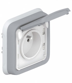 PLEXO IP55 Gniazdo pojedyncze 2P+Z z klapką SZARE 16A-250V Legrand 069831