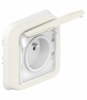 PLEXO IP55 Gniazdo pojedyncze 2P+Z z klapką BIAŁE 16A-250V Legrand 069870