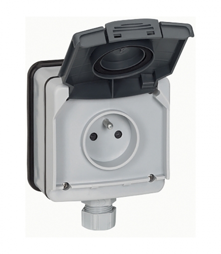 PLEXO IP66 Gniazdo 2P+Z z klapką 16 A - 250 V - komplet natynkowy Legrand 090466
