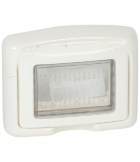 PLEXO IP55 Adapter z klapką i membraną elastyczną do montażu 3 modułów Mosaic w osprzęcie PLEXO IP55 Biały Legrand 680632
