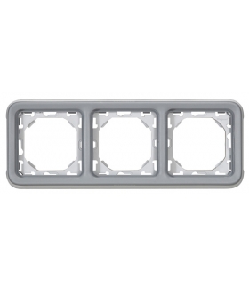 PLEXO IP55 Uchwyt potrójny poziomy do instalacji podtynkowej SZARY Legrand 069687
