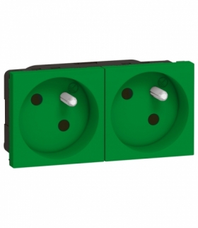 MOSAIC Gniazdo 2 x 2P+Z 16 A 250 V zespolone przekręcone pod kątem 45º zaciski automatyczne 4 modułowe Zielone Legrand 077162