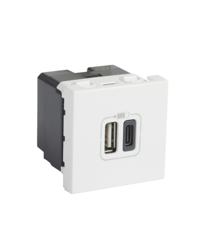 MOSAIC Ładowarka 2 x USB 2400 mA Typ-A + Typ-C Biały Legrand 077592