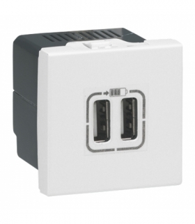MOSAIC Ładowarka 2 x USB 2400 mA Typ-A + Typ-A Biały Legrand 077594