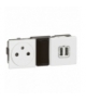 MOSAIC Ładowarka USB 2400 mA + gniazdo 2P+Z zestaw zespolony Biały Legrand 077595